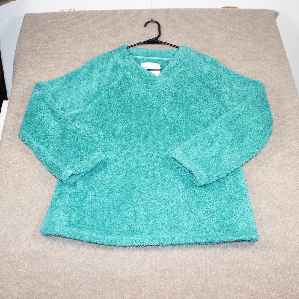 Cuddl Duds Womens Small Teal Green Sherpa Fleece Pullover Long Sleeve Top